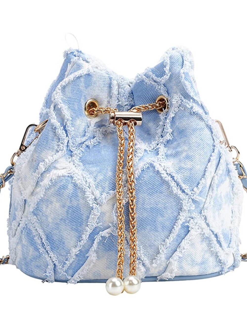 Denim Quilted Drawstring Jean Purses for Women Denim Clutch Hobo Bags Crossbody